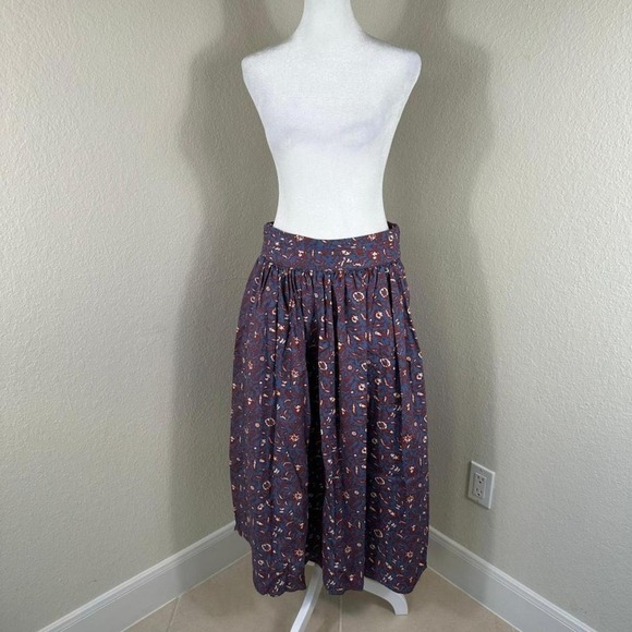 Joie ALine Midi Skirt Womens 10‎ Purple Boho Dark Academia Cottagecore Retro - Picture 2 of 8